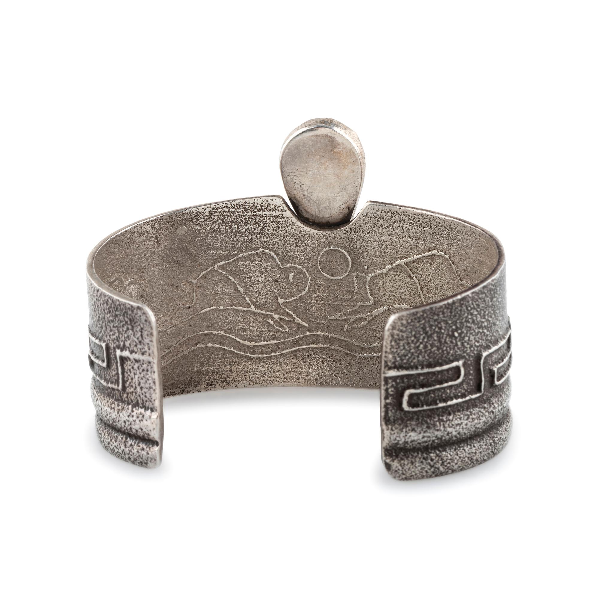 Tufa Cast Silver Cuff Bracelet, with Turquoise