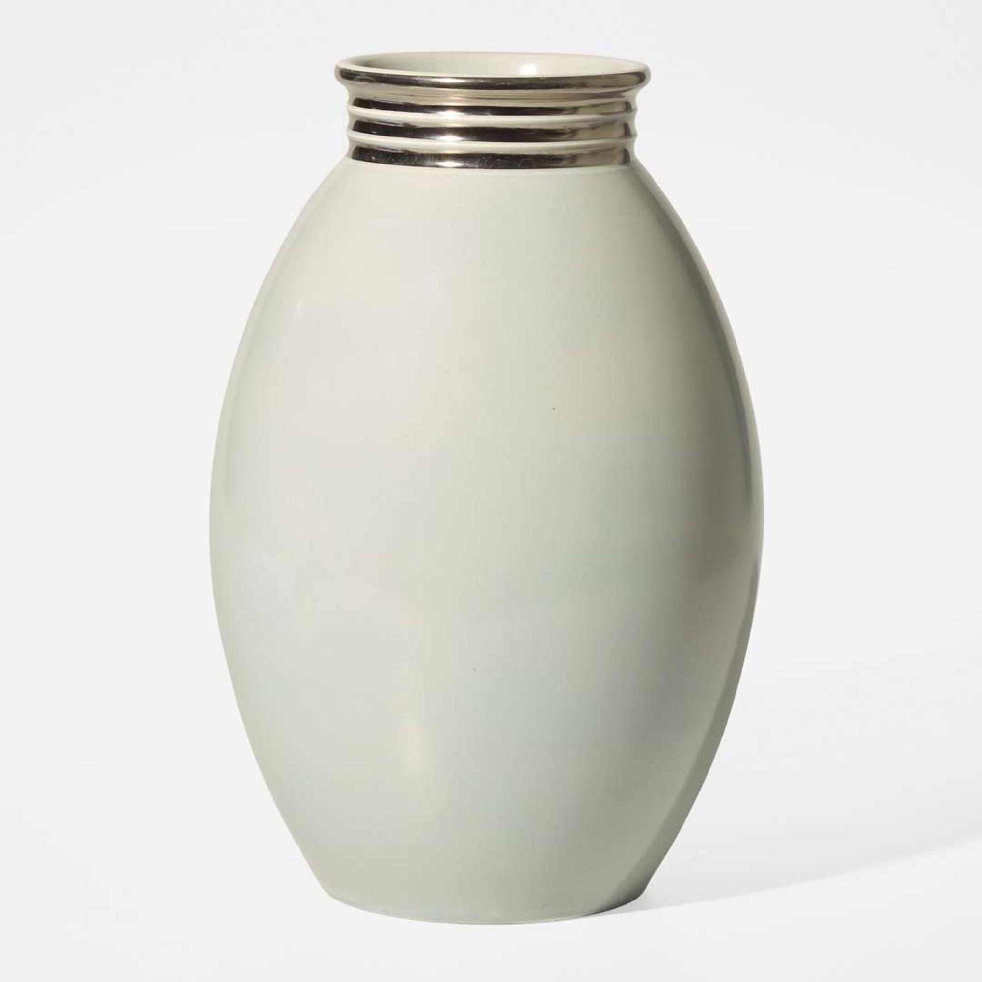 A Wedgwood Platinum and Gray-Glazed Vase