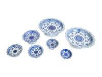 Seven Thai Blue and White Porcleain Tazze — 20TH CENTURY