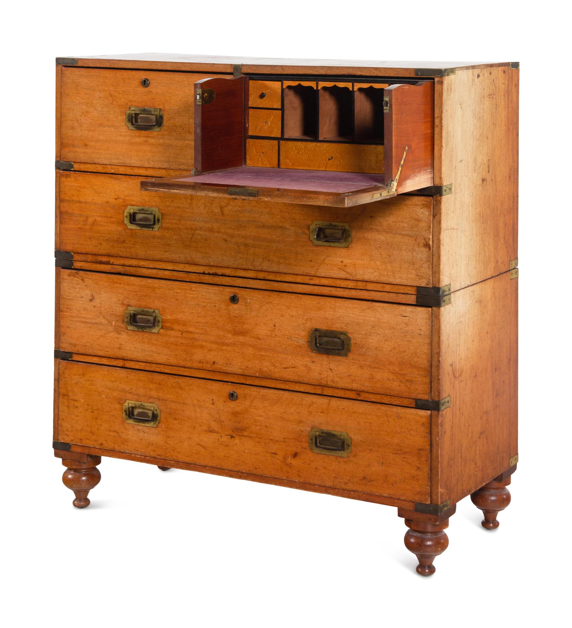 A George III Mahogany Campaign Chest of Drawers