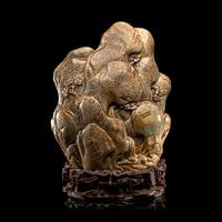 A Chinese Burnt Jade 'Luohan' Boulder 火燒玉羅漢山子