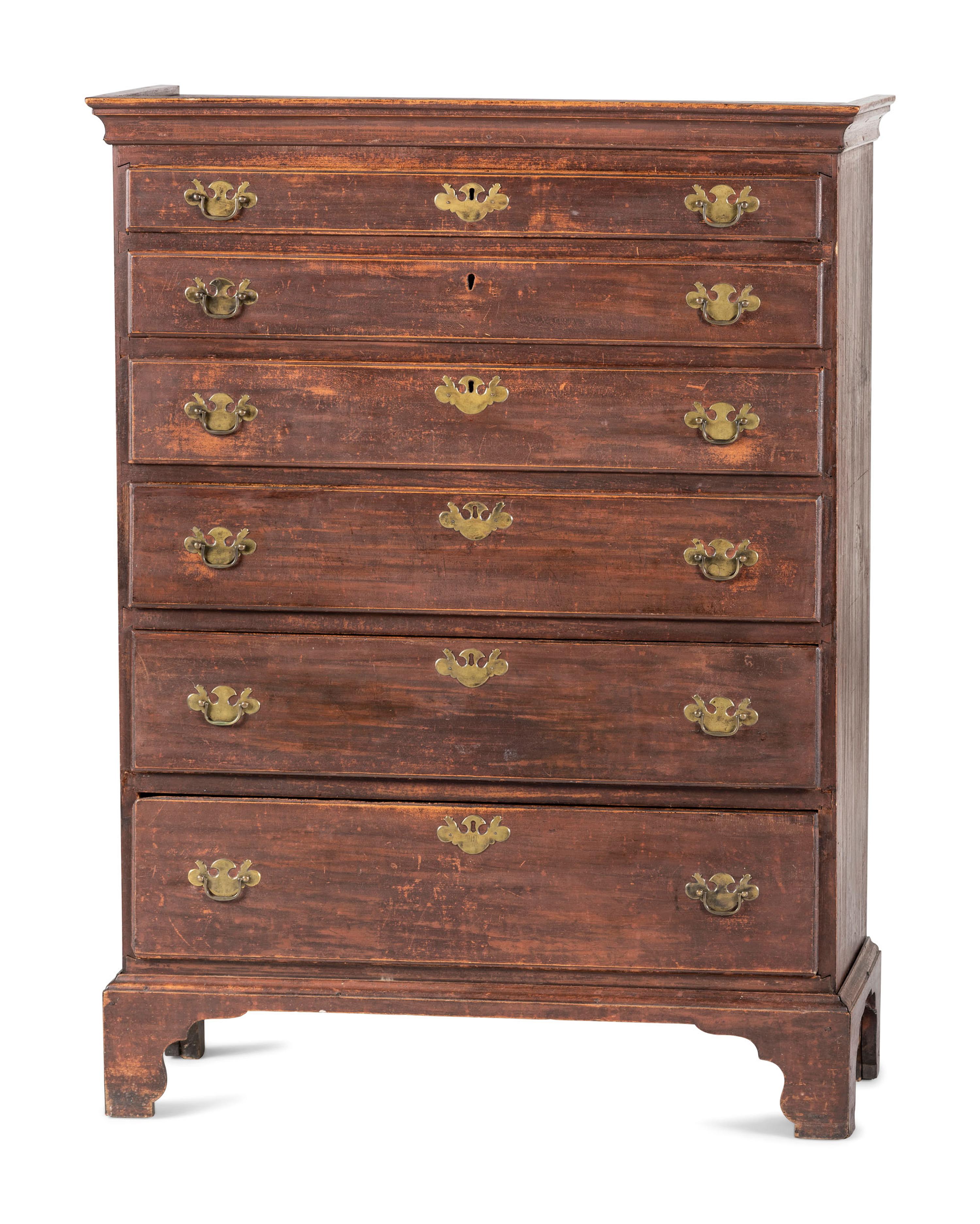 A Chippendale Stained Cherrywood Tall Chest of Drawers