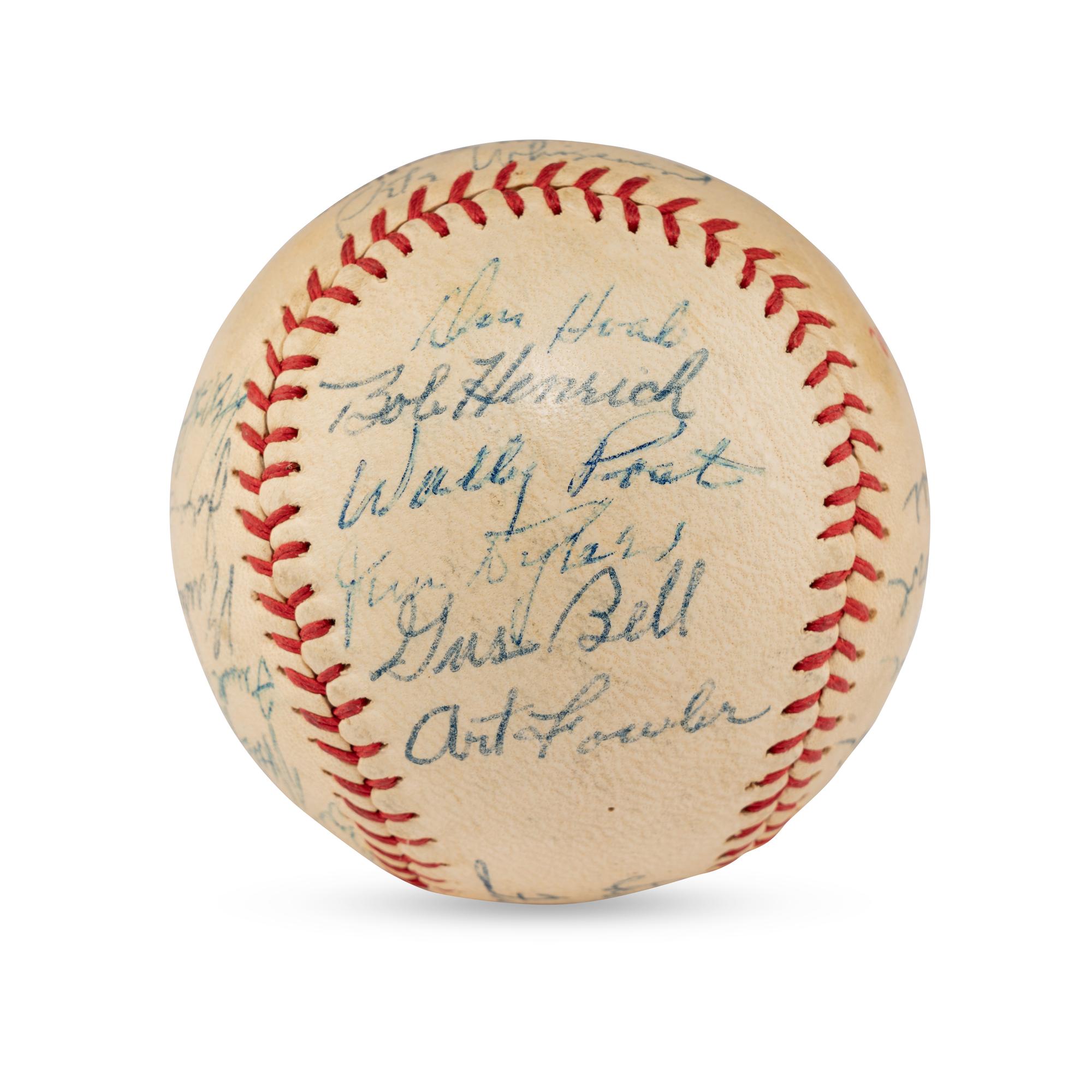 A 1957 Cincinnati Reds Team Signed Autograph Baseball Including Early Career Frank Robinson Signature