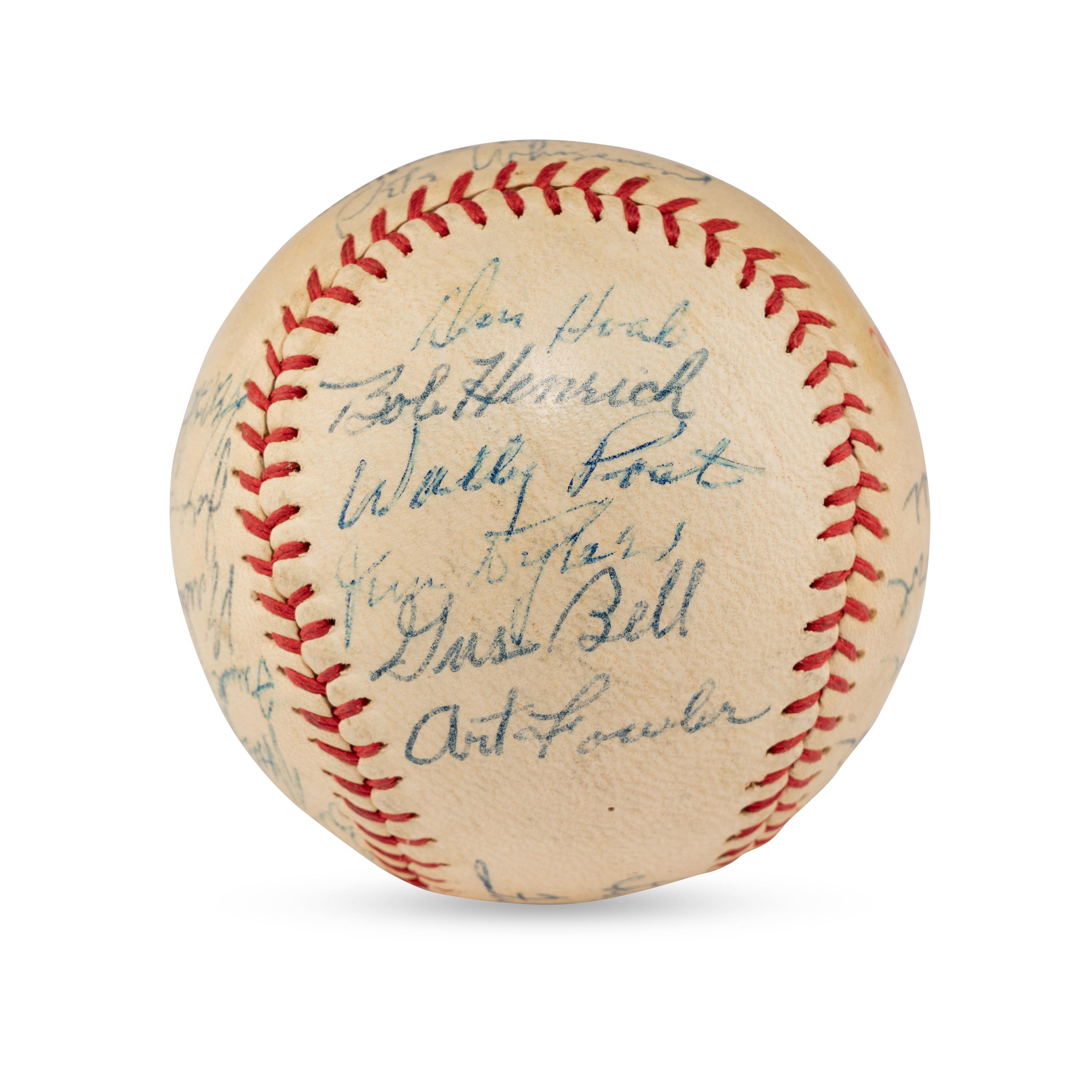 A 1957 Cincinnati Reds Team Signed Autograph Baseball Including Early Career Frank Robinson Signature