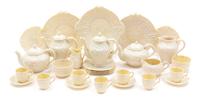 An Assembled Belleek Mask Tea Service Height of coffee pot 6 3/4 inches. — THIRD BLACK THROUGH SEVENTH GOLD MARK (1926-1993)