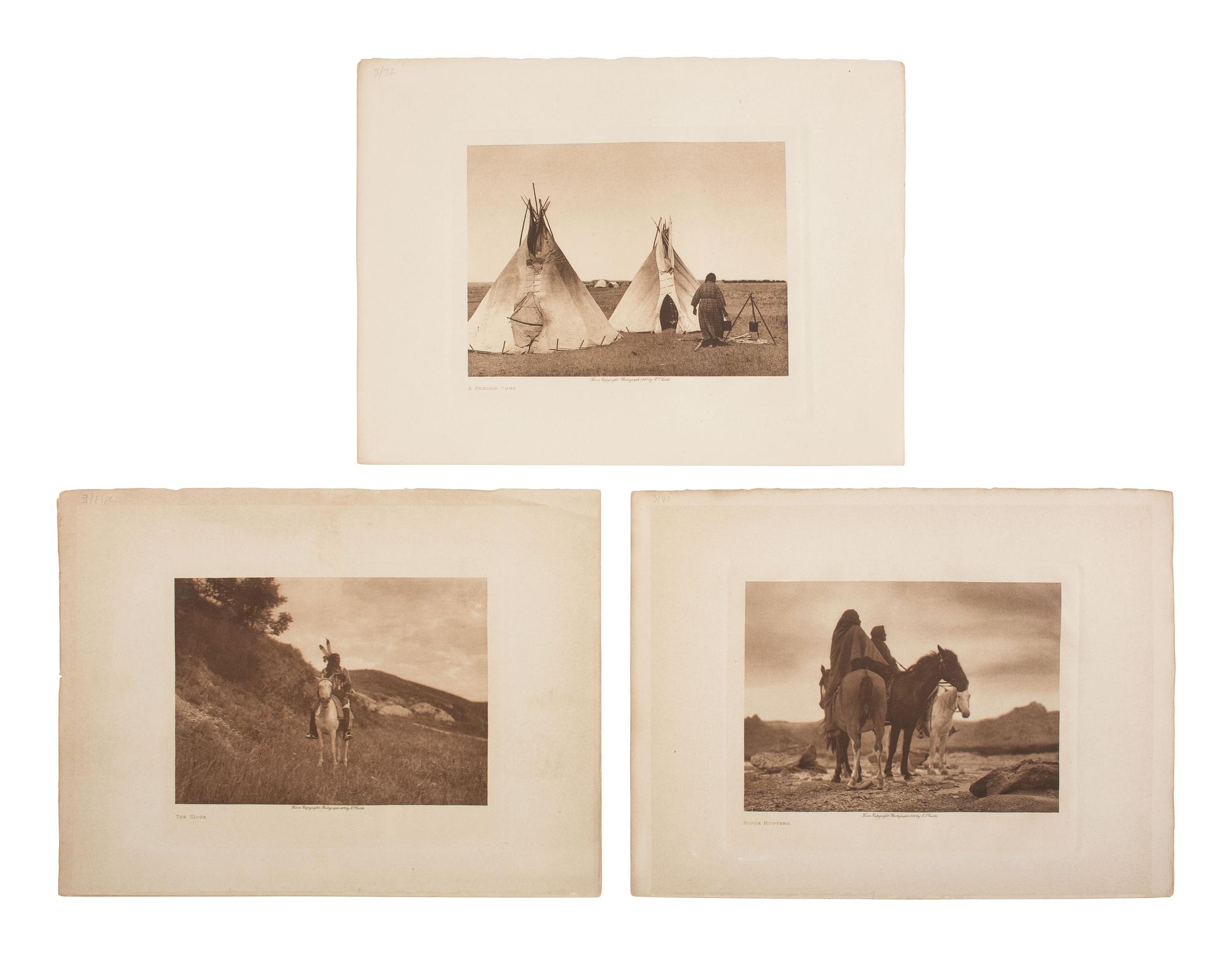 CURTIS, Edward (1868-1952), photographer. A group of 5 photogravures of Sioux subjects.