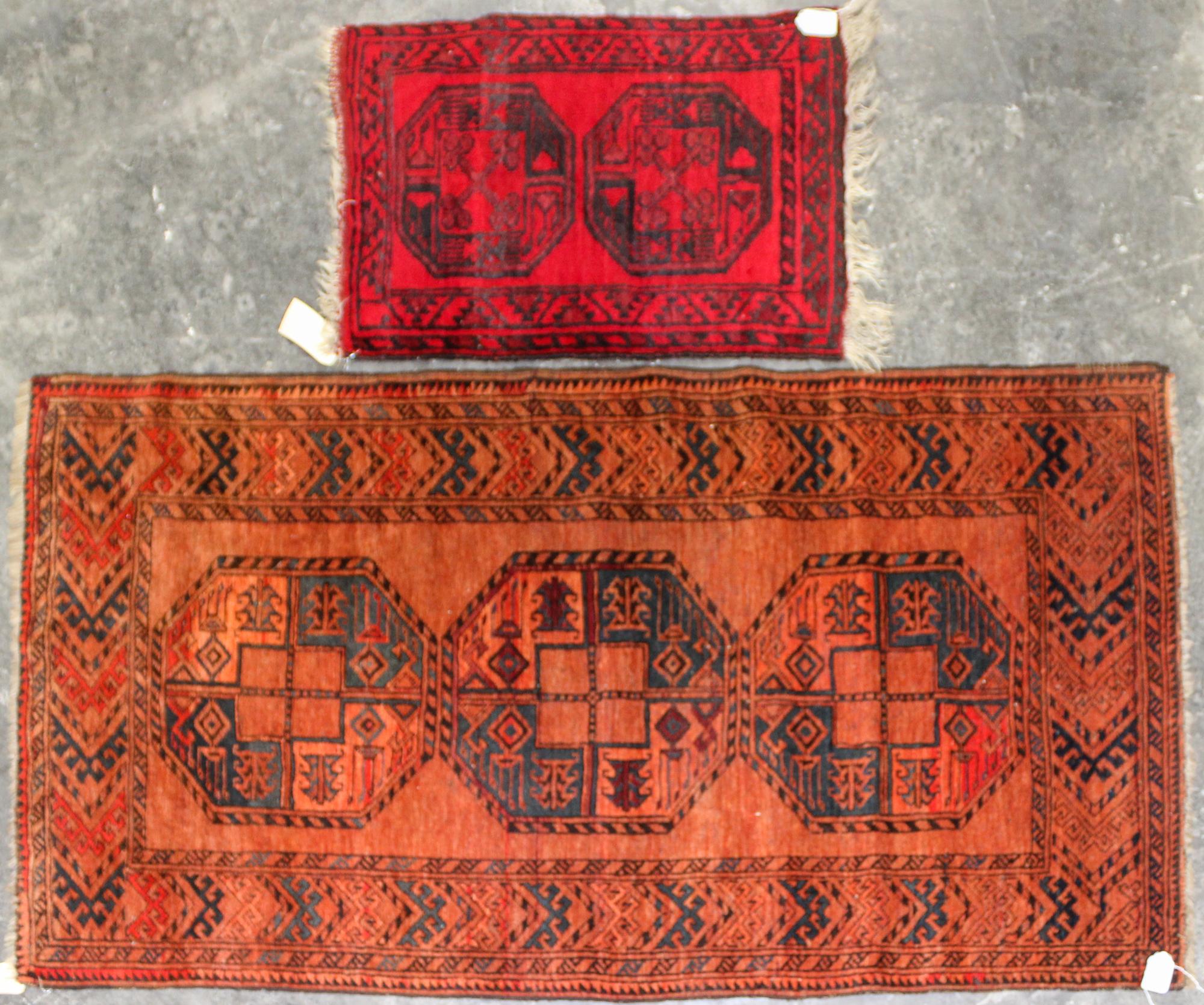 Two Bokhara Rugs Longer 6 feet 7 inches x 3 feet 9 inches.