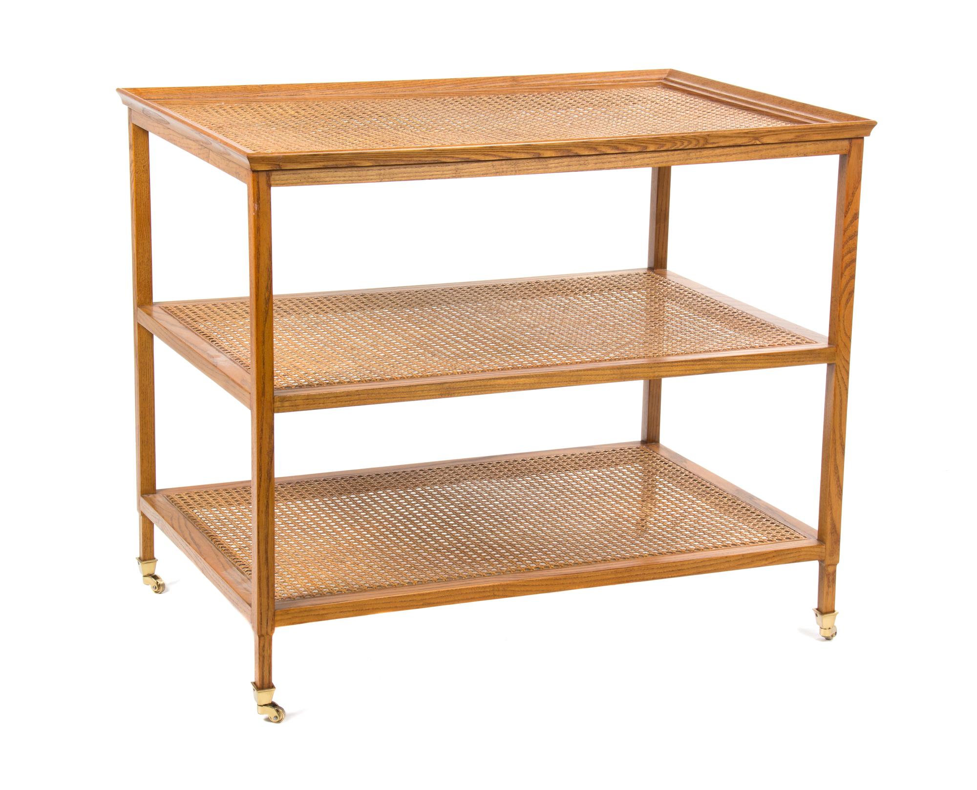 A Regency Style Oak and Cane Side Table Height 27 x width 32 x depth 21 inches. — 20TH CENTURY
