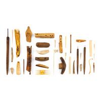 Alaskan Native Bow Drills, Sled Runners, and Assorted Tools and Game Pieces