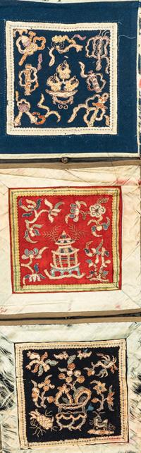 12 Chinese Embroidered and Woven Textile Panels