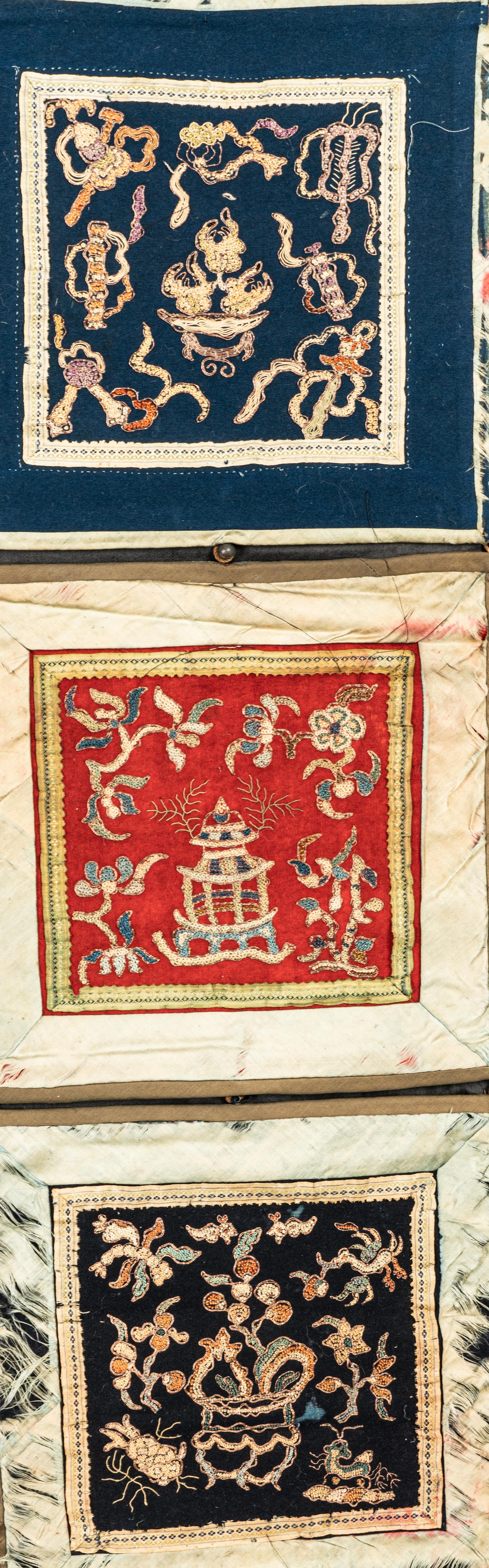 12 Chinese Embroidered and Woven Textile Panels