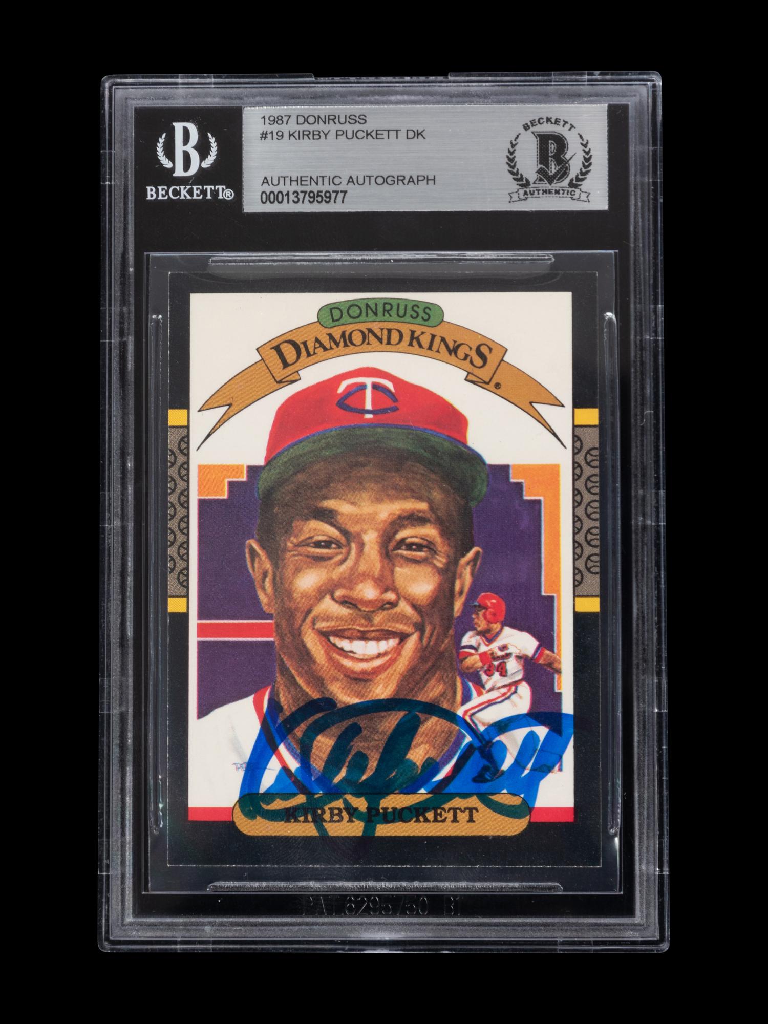 A 1987 Donruss Diamond Kings Kirby Puckett Signed Autograph Baseball Card No. 19 (Beckett Authentication Services BAS Certified)