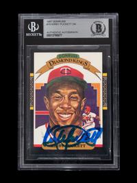 A 1987 Donruss Diamond Kings Kirby Puckett Signed Autograph Baseball Card No. 19 (Beckett Authentication Services BAS Certified)