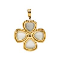 YELLOW GOLD AND MOONSTONE PENDANT/BROOCH AND RING