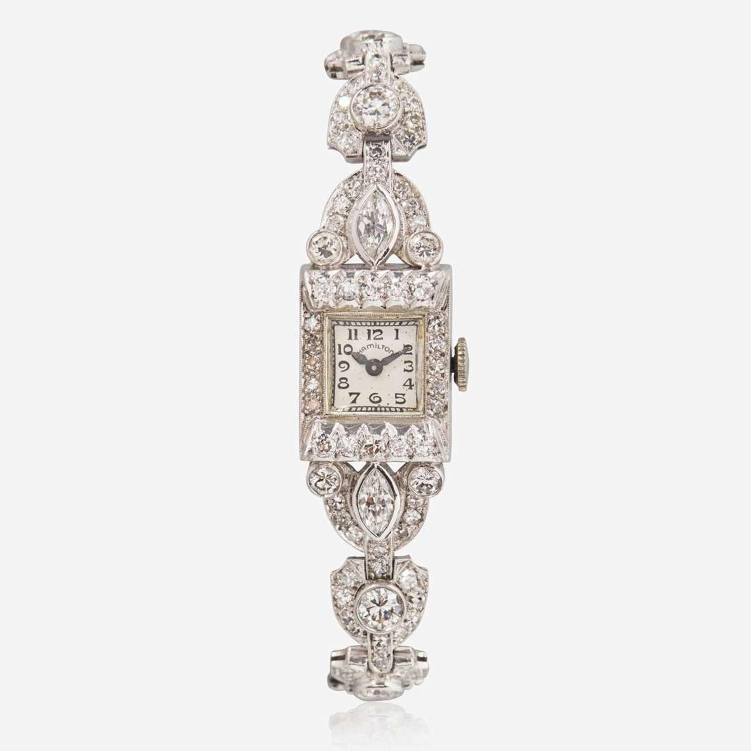 A Platinum and Diamond Hamilton Ladies Watch Art Deco, c.1920