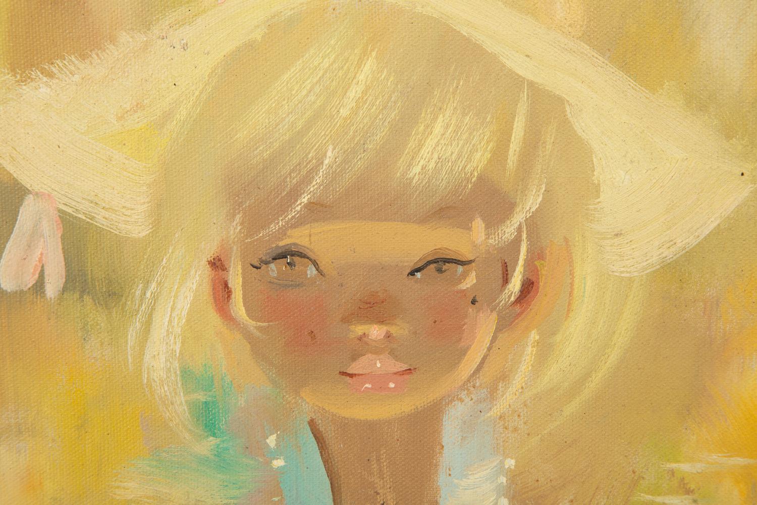Blonde Girl in Sun Hat
