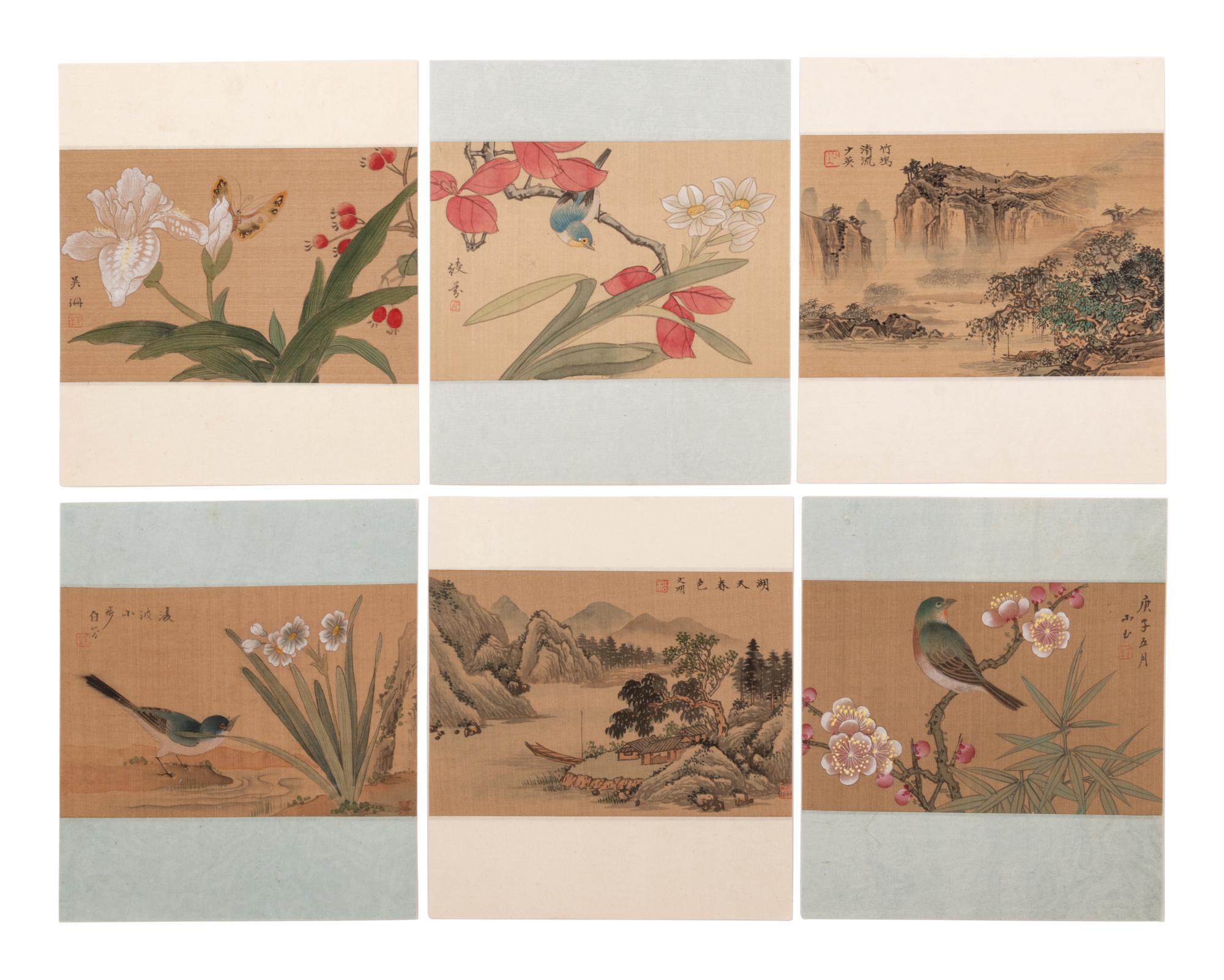 A Group of Chinese Ink and Color on Silk Paintings