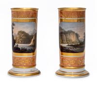 A Pair of Worcester (Barr, Flight and Barr) Porcelain Spill Vases