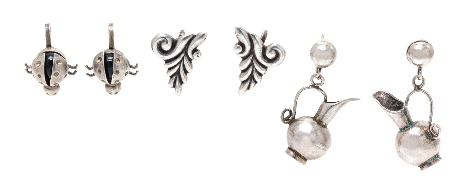 A Collection of Silver Earrings, Spratling and Los Castillo, Taxco, 16.90 dwts.