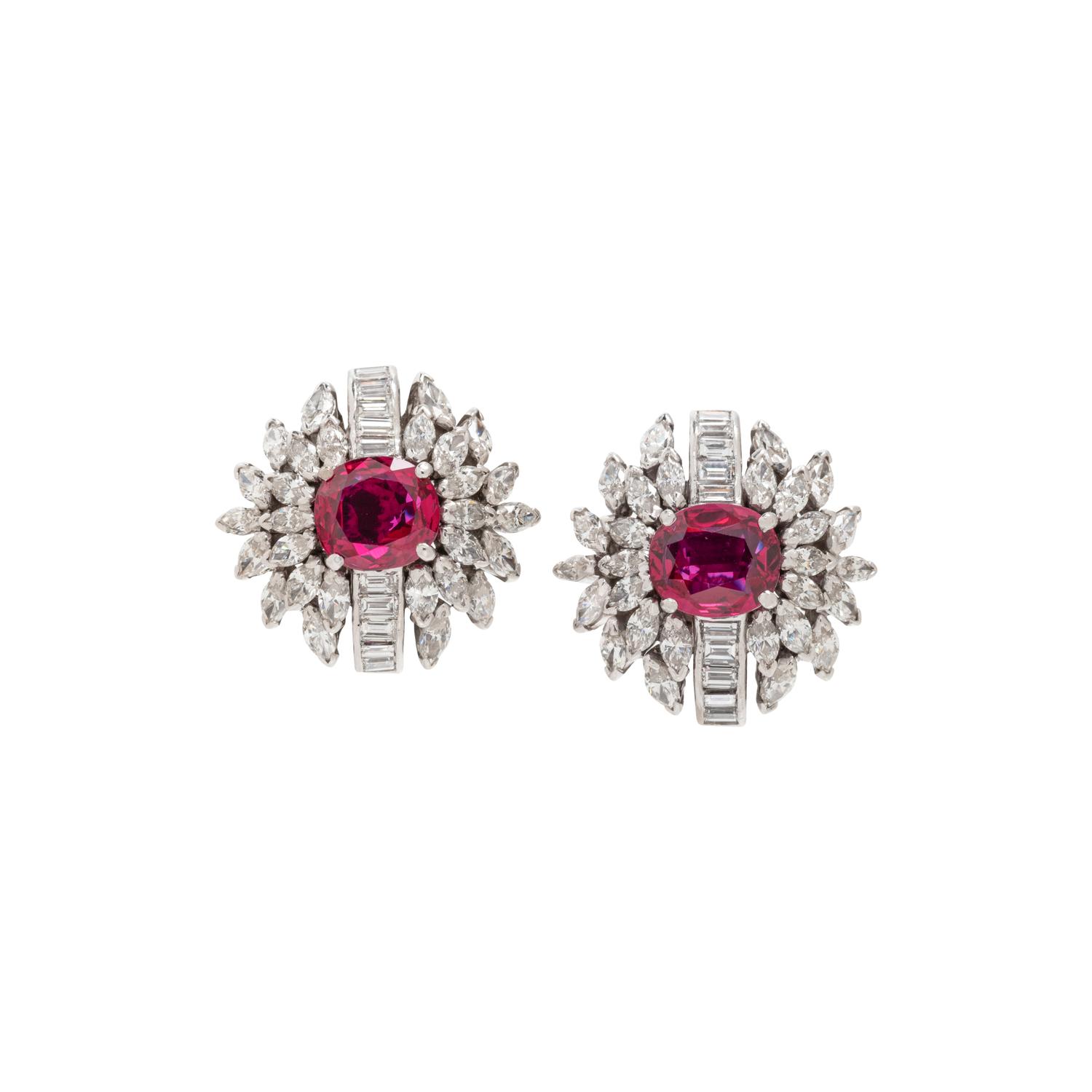 RUBY AND DIAMOND EARCLIPS
