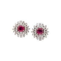 RUBY AND DIAMOND EARCLIPS