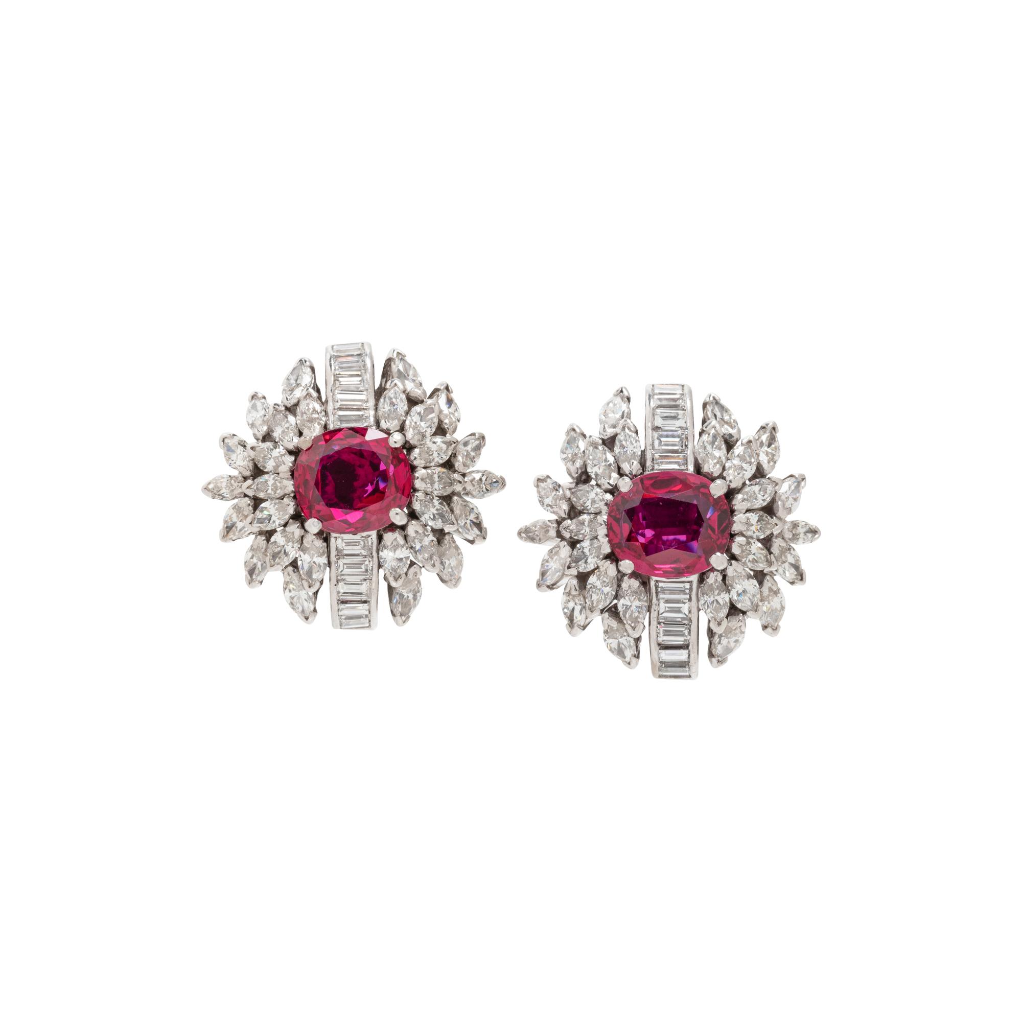 RUBY AND DIAMOND EARCLIPS