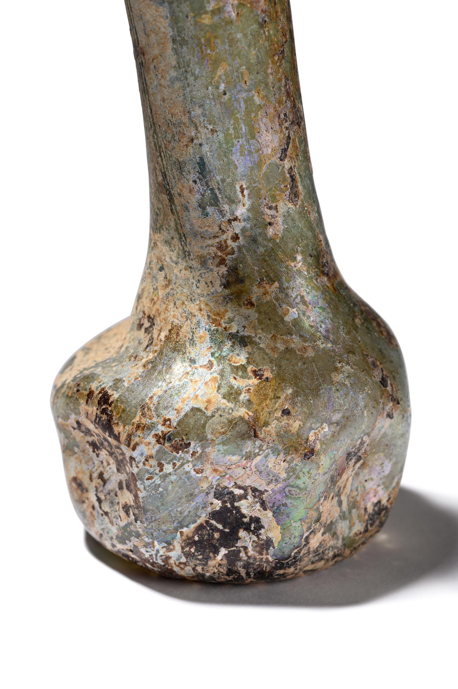 Three Roman Blue Glass Unguentaria
