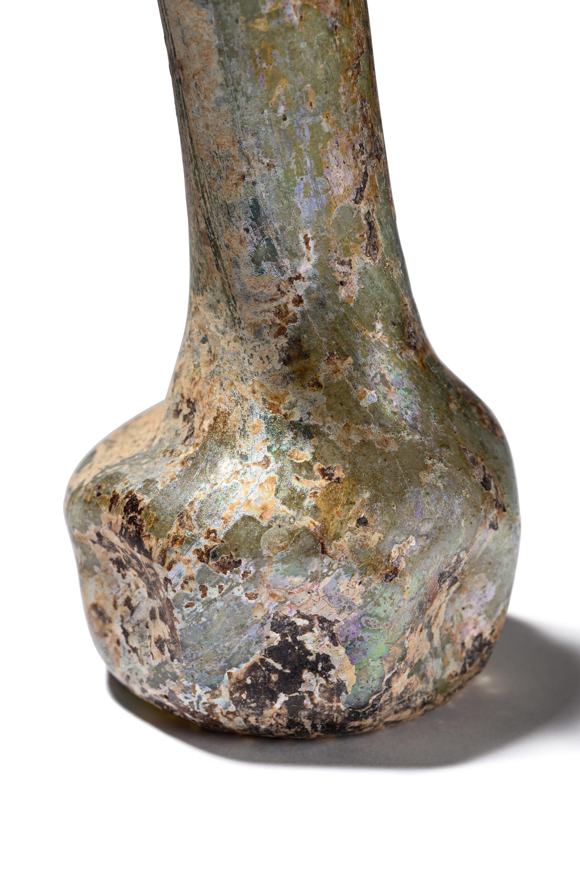 Three Roman Blue Glass Unguentaria
