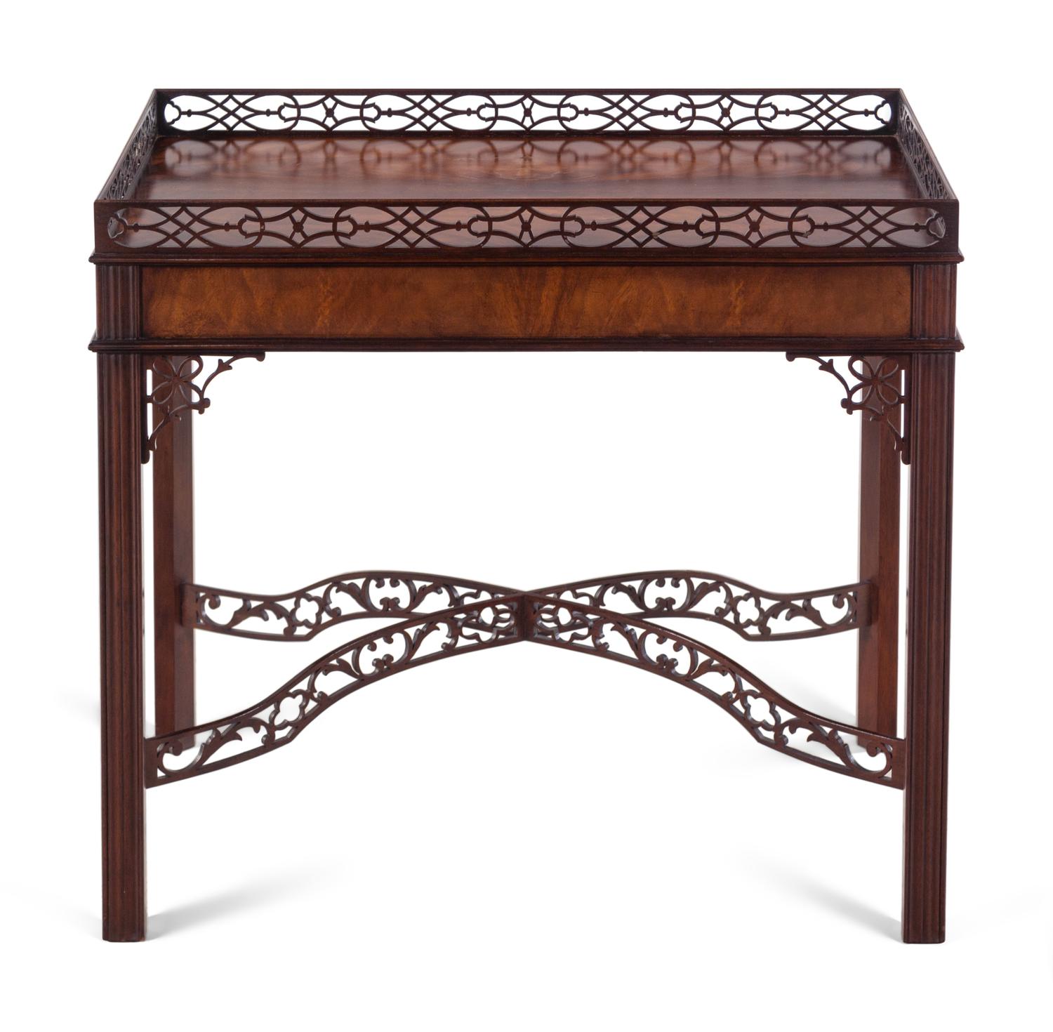 A Baker Chinese Chippendale Style Mahogany Tea Table