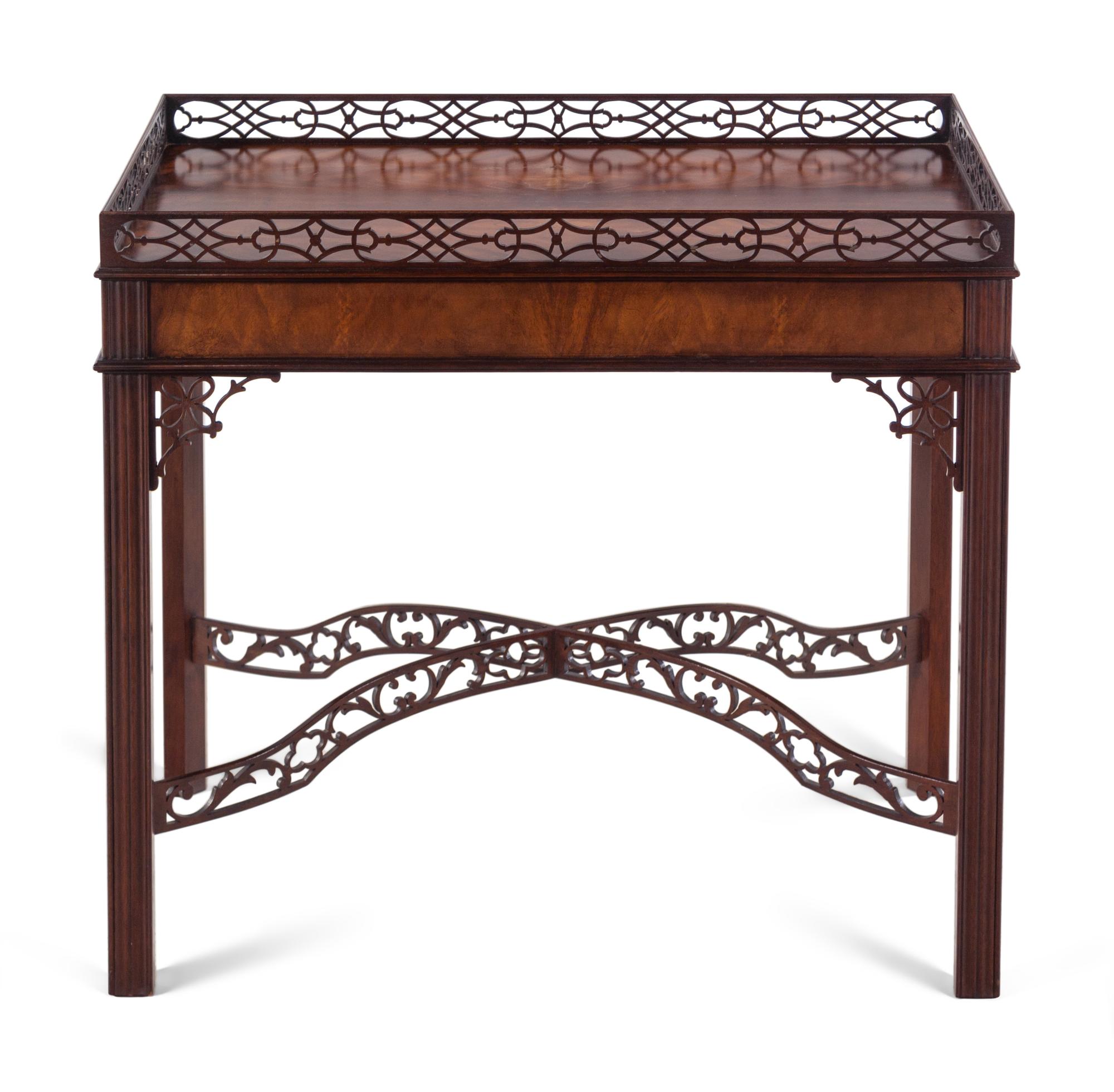 A Baker Chinese Chippendale Style Mahogany Tea Table