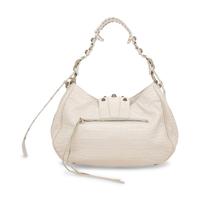 BALENCIAGA, WHITE CROC 'LE CAGOLE' BAG