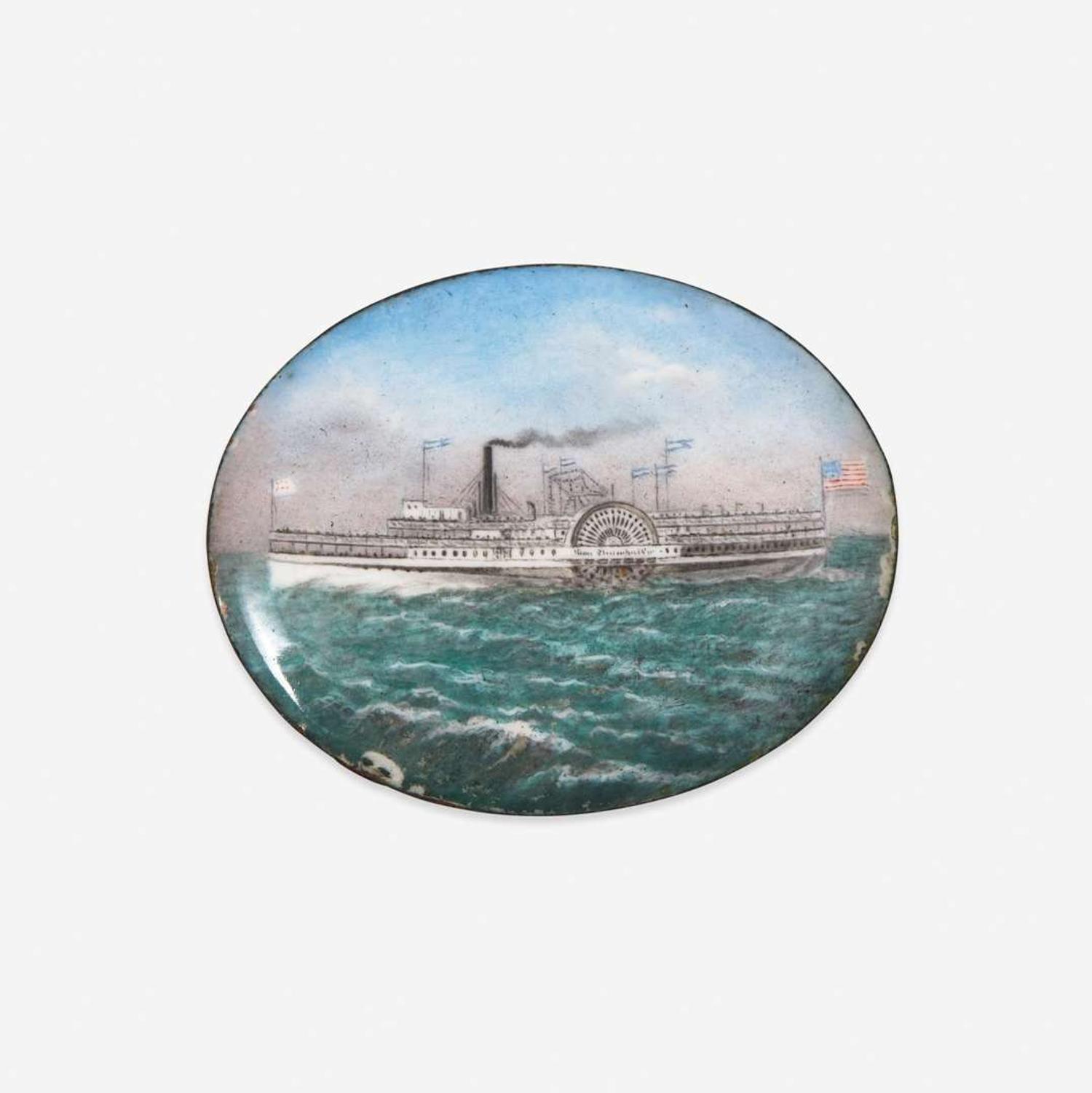 Mathieu Doroche (French, active 1866-1904) Miniature Portrait of an American Paddle Steamer