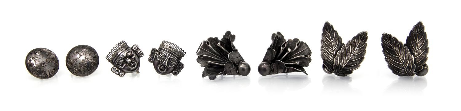 A Collection of Silver Earclips, 36.40 dwts.