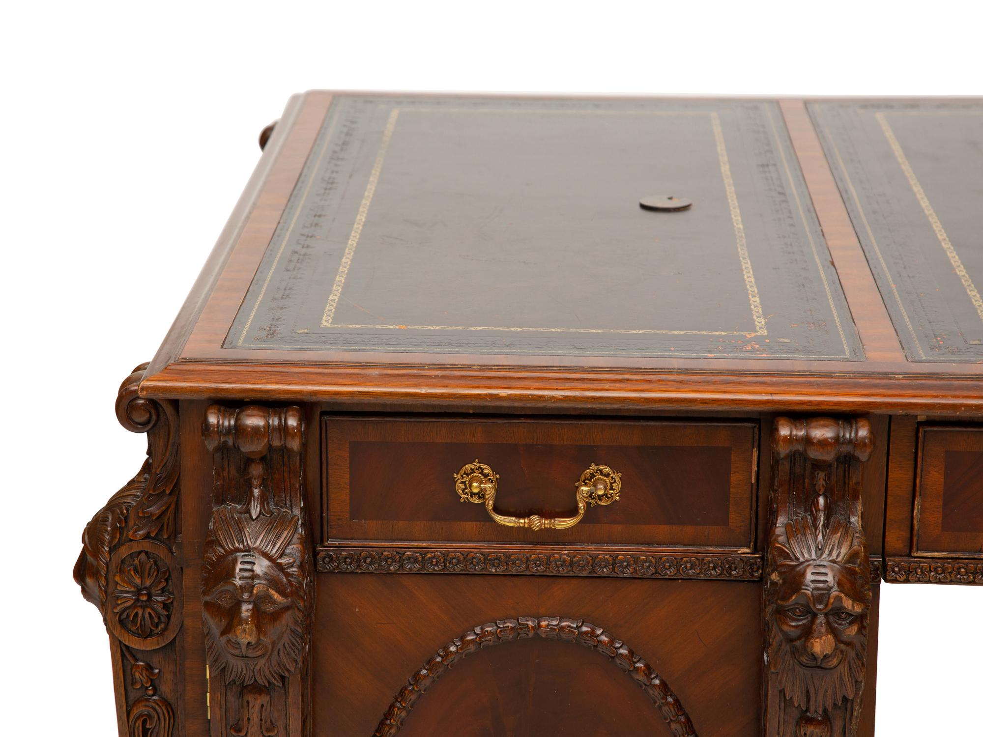A George III Style Flame Mahogany Partners Desk