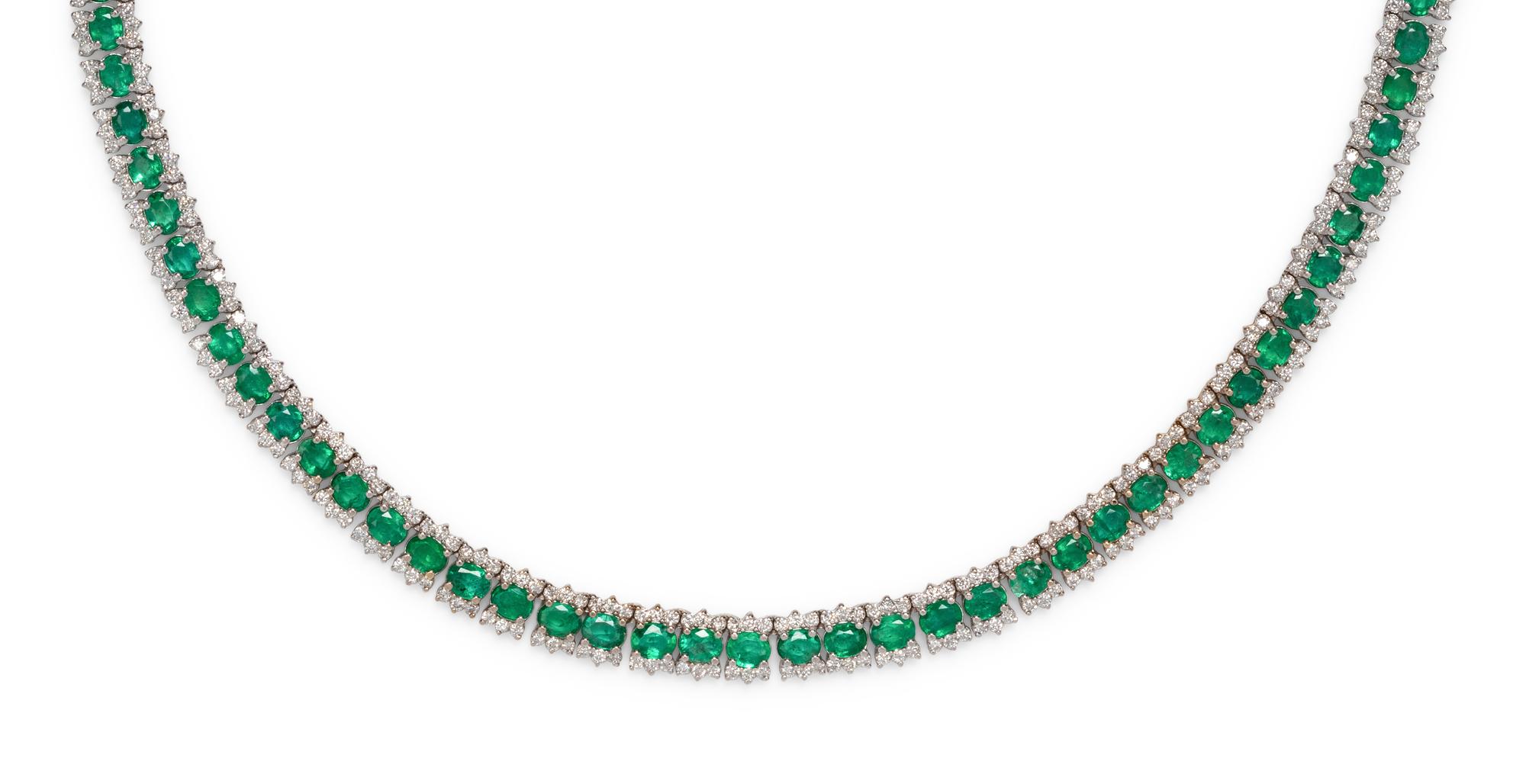 EMERALD AND DIAMOND NECKLACE