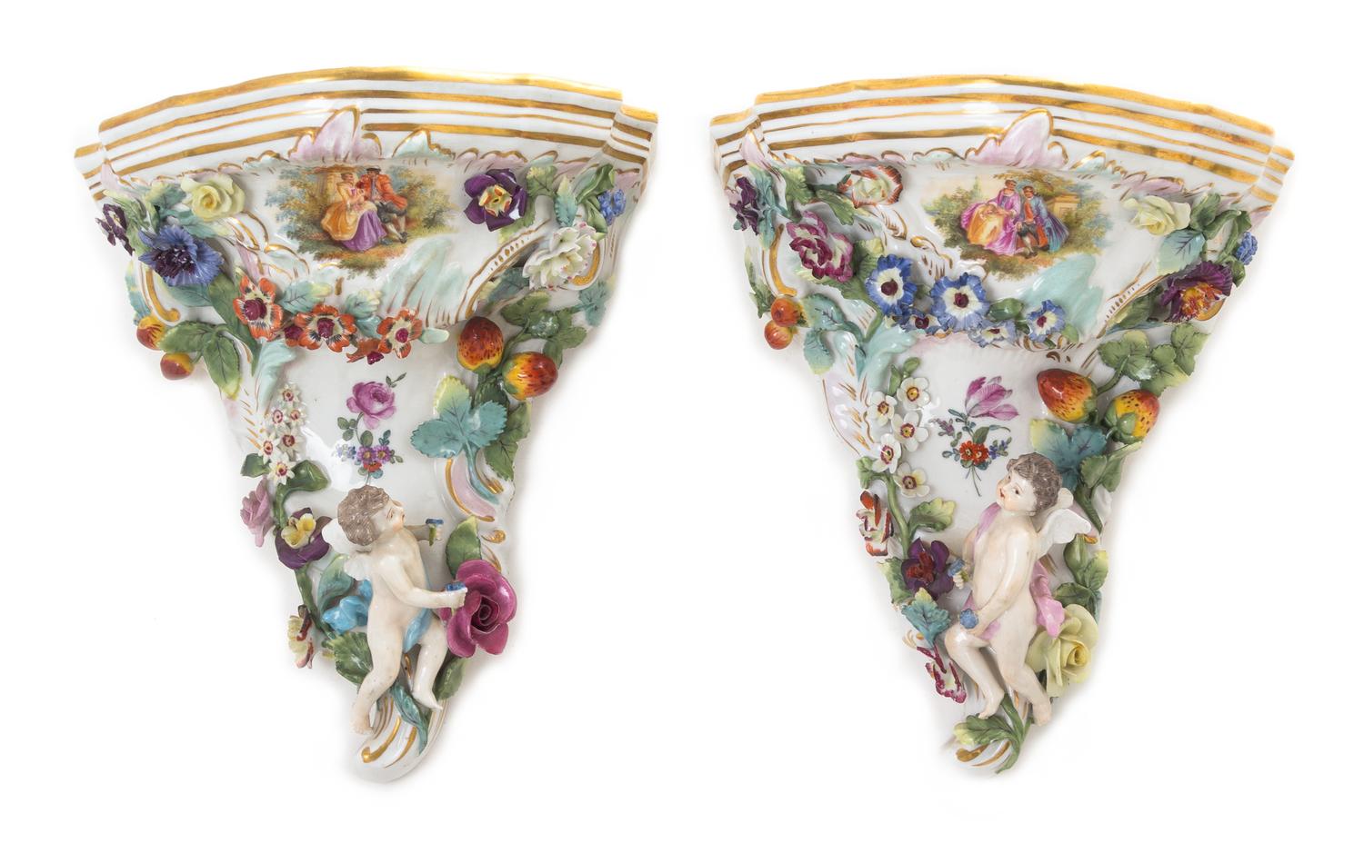A Pair of Royal Vienna Porcelain Wall Brackets
