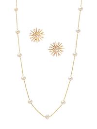 A Collection of 14 Karat Yellow Gold and Cultured Pearl Jewelry,