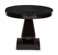 A Contemporary Black Lacquer Side Table with Black Glass Top
