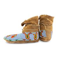 Blackfeet Beaded Hide Moccasins, with High Cuffs