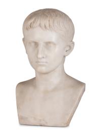 A Carved Marble Bust of a Young Man