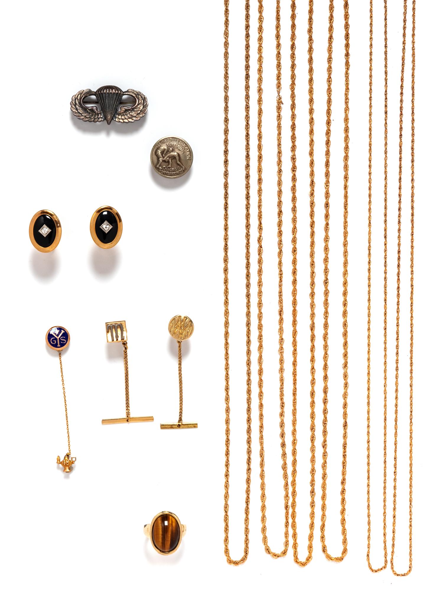 Twelve Pieces of Men's Costume Jewelry, 1970-90s