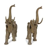 A Pair of Patinated Bronze Elephants