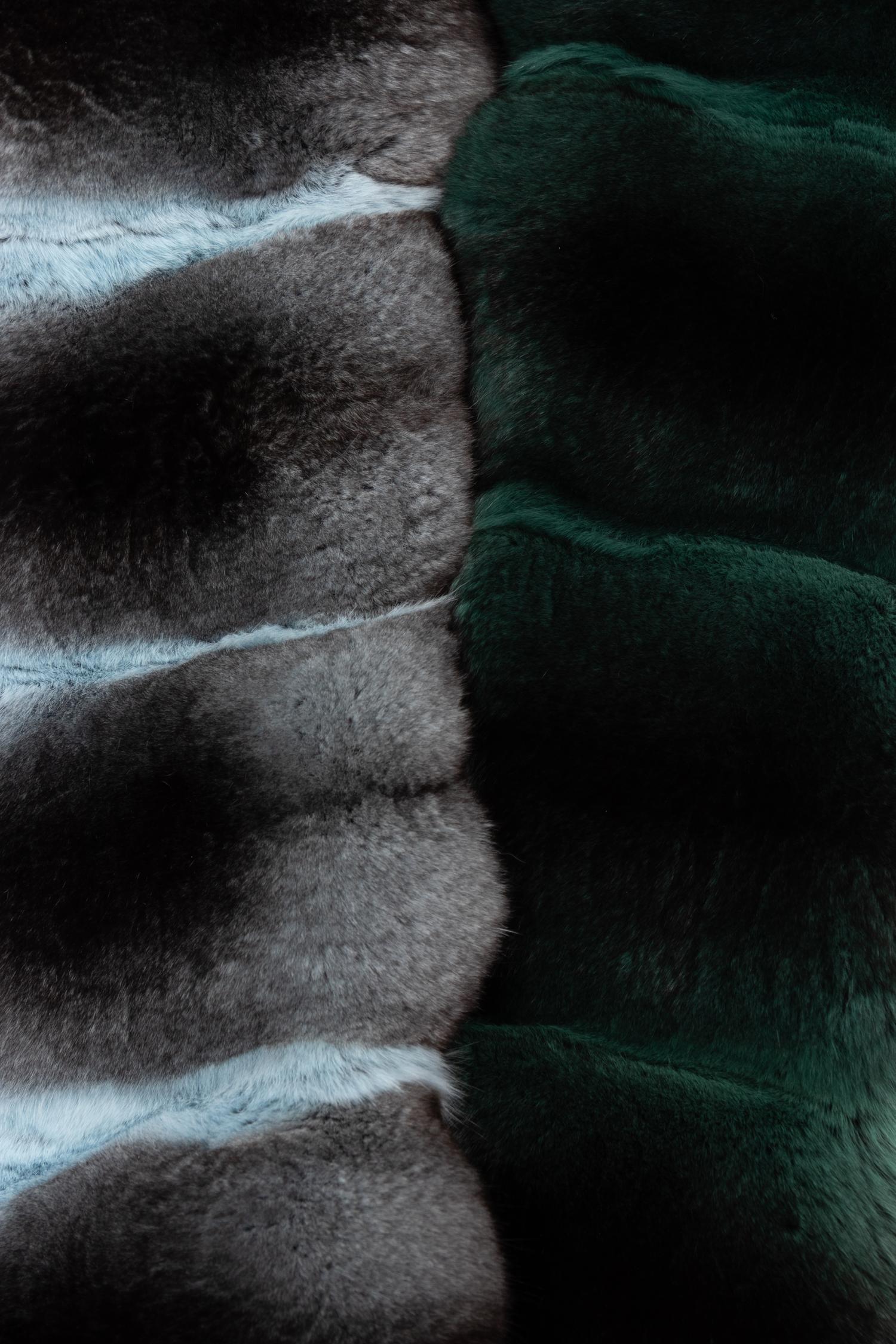 Four Ralph Rucci Fur Pieces: One Coyote Muff, Two Chinchilla Scarves, and One Mink Wrap