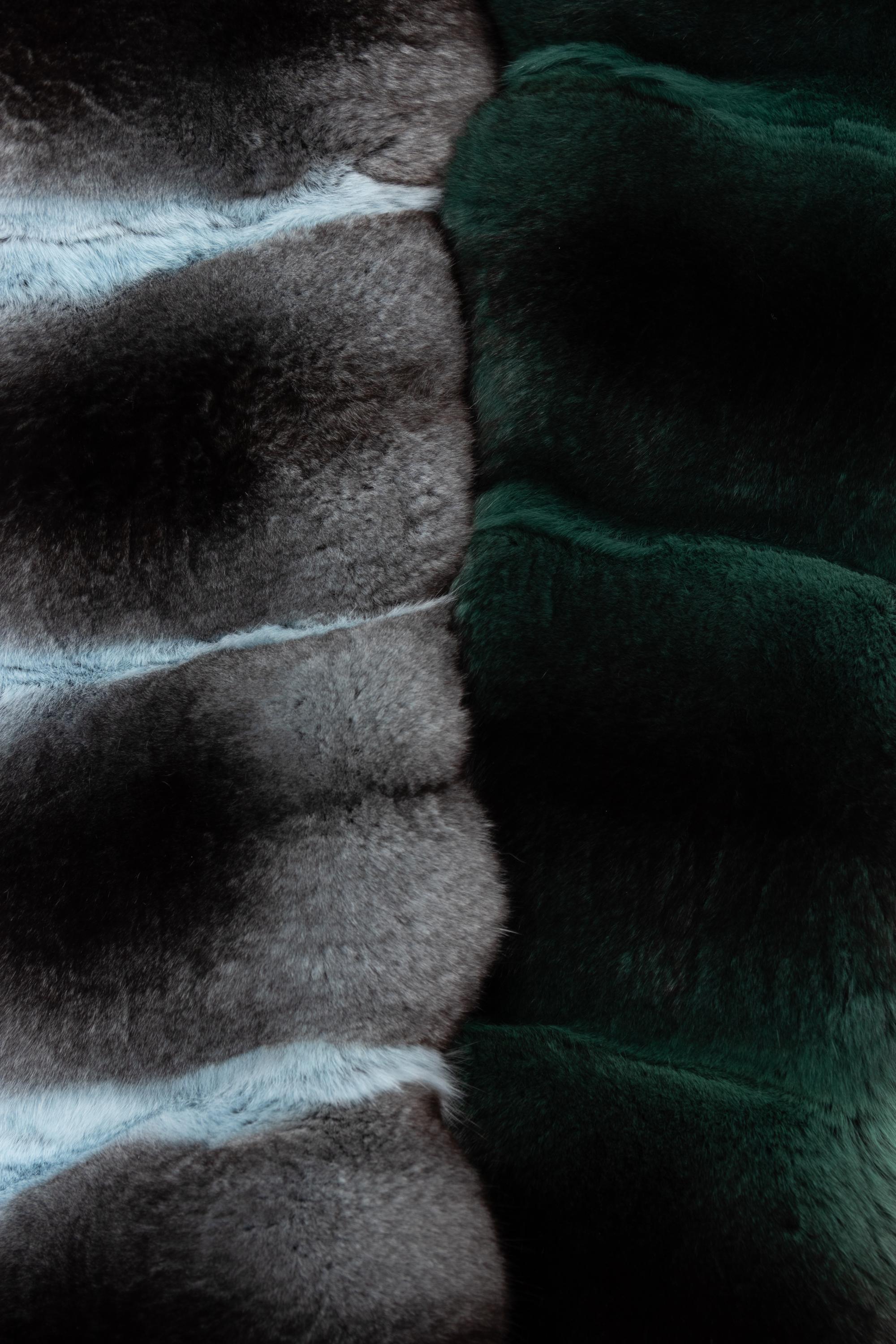 Four Ralph Rucci Fur Pieces: One Coyote Muff, Two Chinchilla Scarves, and One Mink Wrap