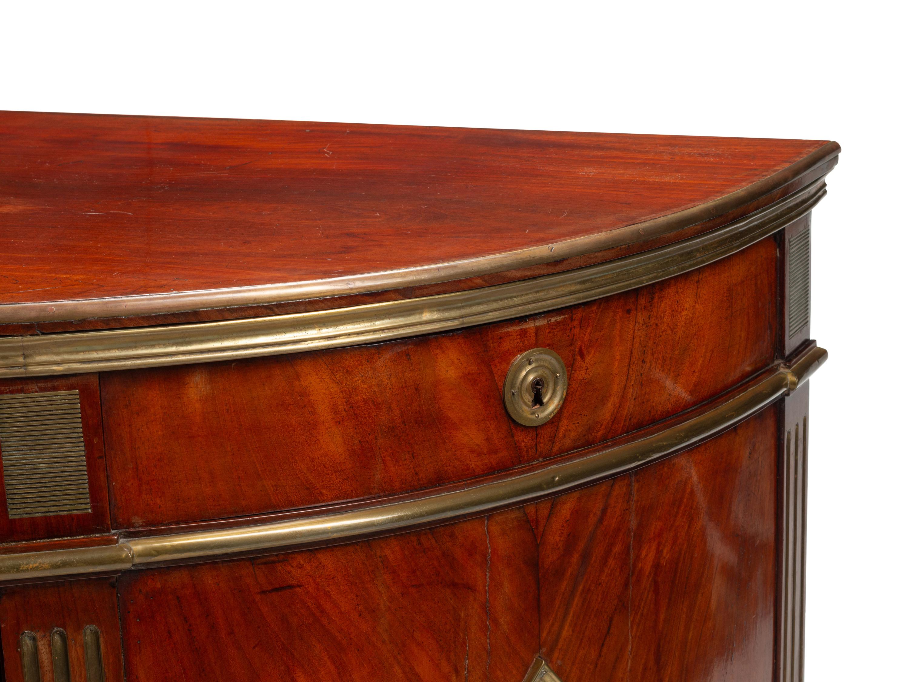 A Russian Neoclassical Brass Mounted Mahogany Console Cabinet