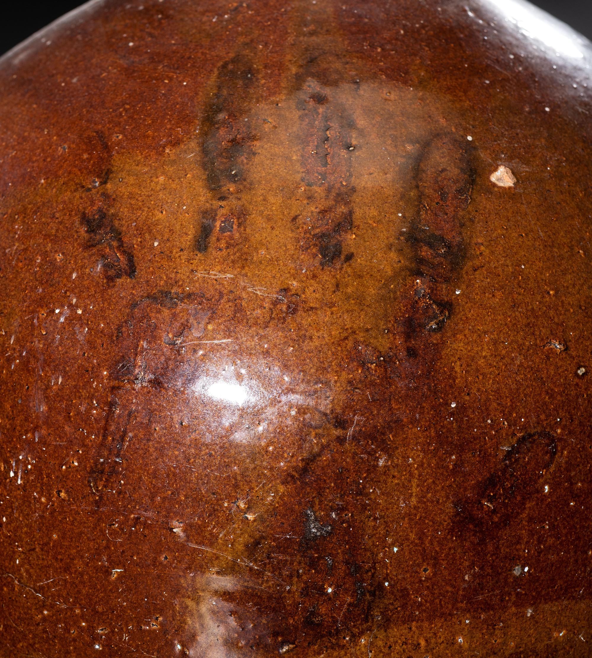 Two Brown Glazed Stoneware Vessels