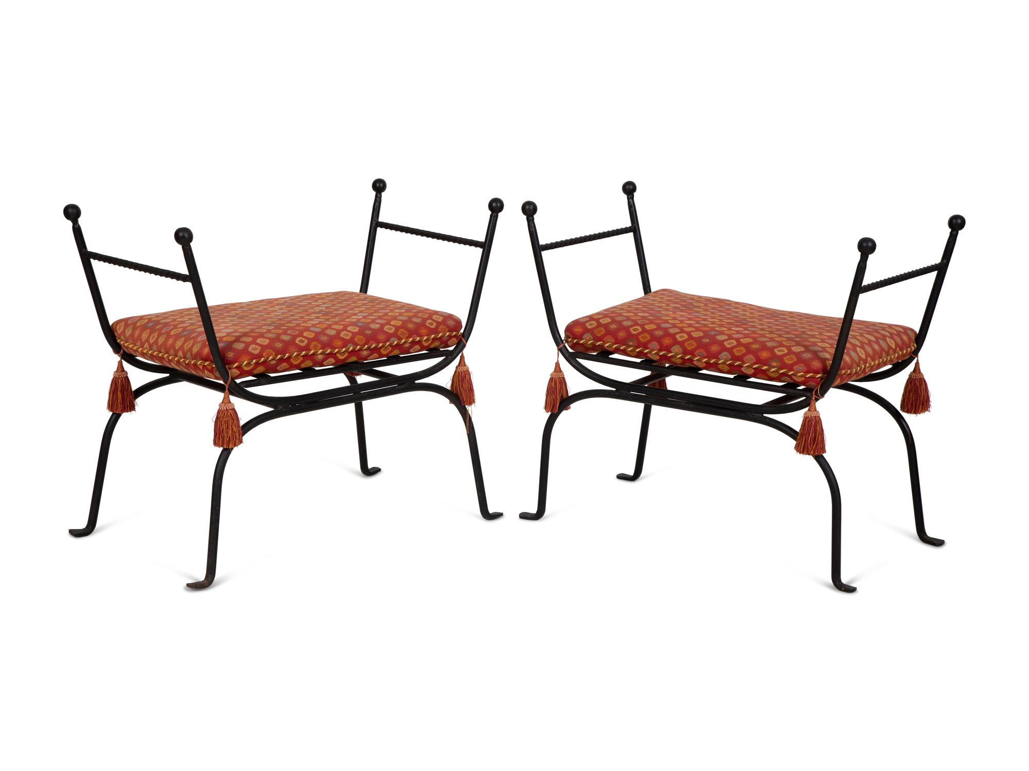 A Pair of Wrought Iron Benches