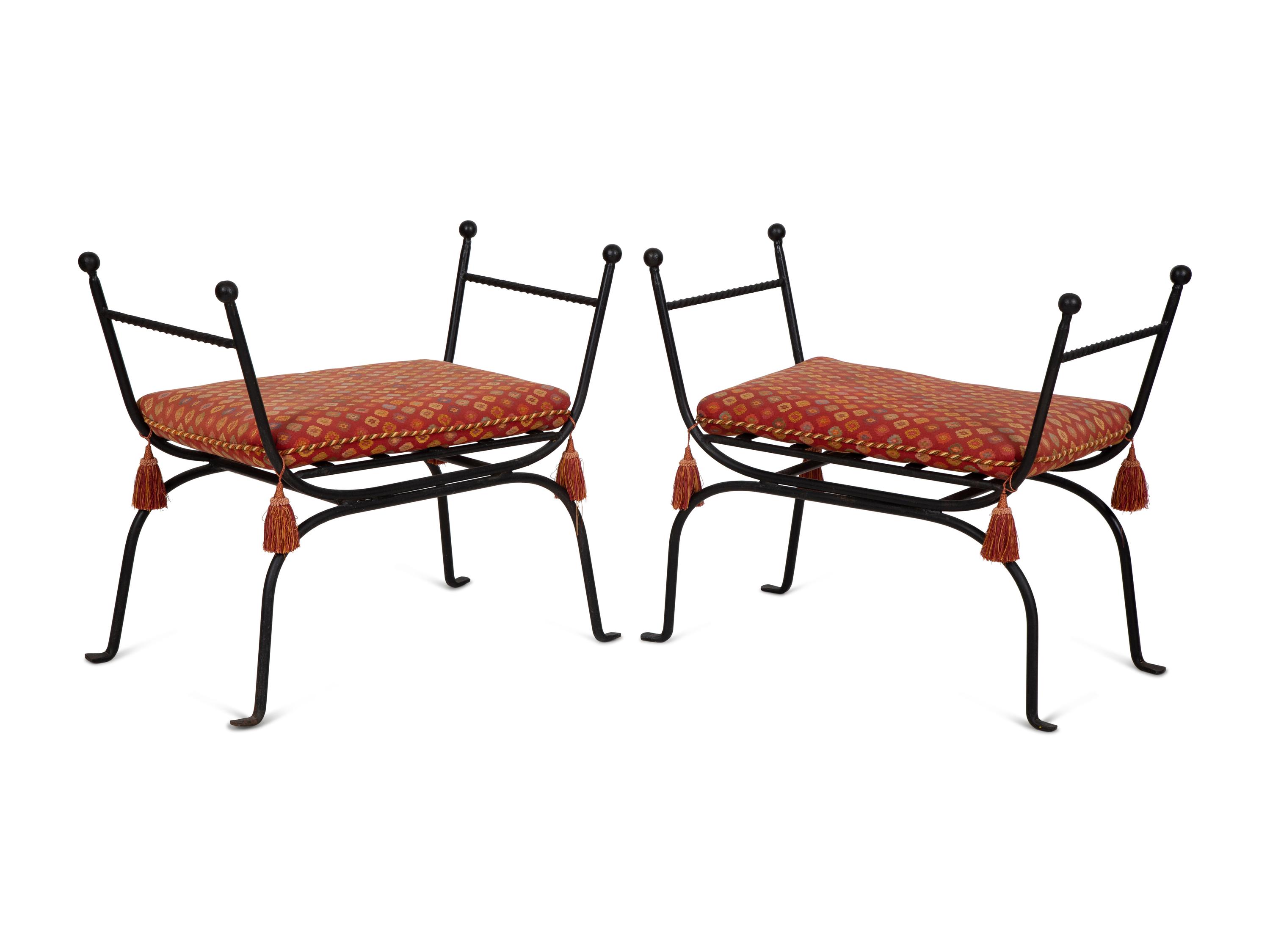 A Pair of Wrought Iron Benches