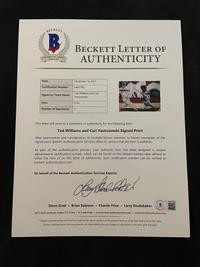 A Ted Williams and Carl Yastrzemski Signed Autograph Poster (Beckett Authentication Services Letter BAS Certified),