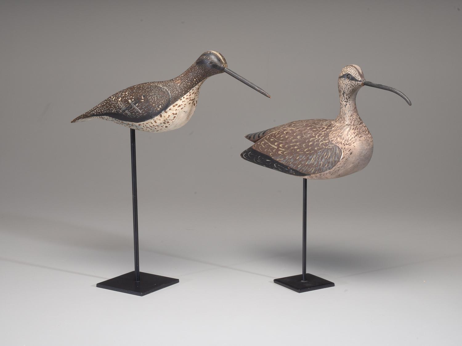 Two Carved and Painted Wood Shore Birds